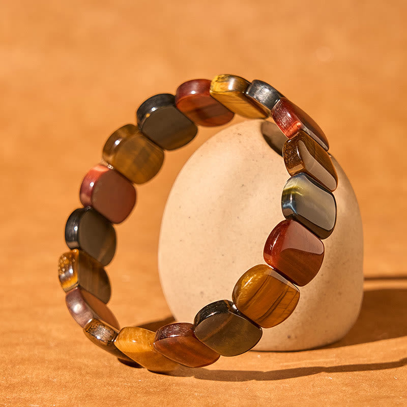 Nimara Ritual Natural Colored Tiger Eye Oval Beads Strength Bracelet