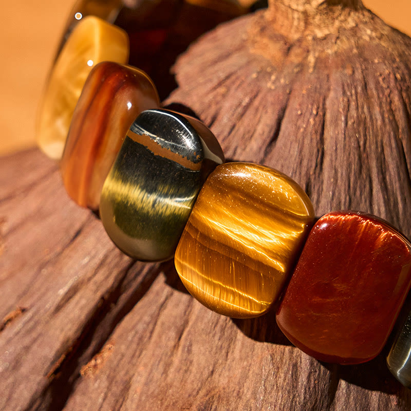 Nimara Ritual Natural Colored Tiger Eye Oval Beads Strength Bracelet