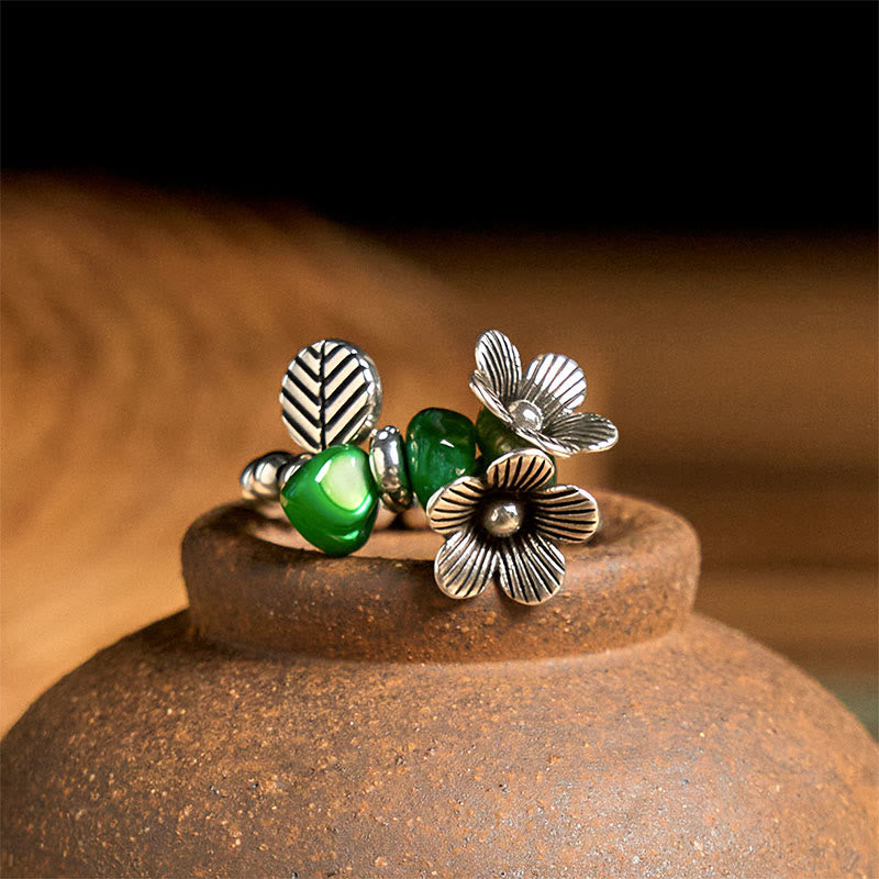 Nimara Ritual Flower Pattern Copper Alloy Luck Elastic Rope Ring