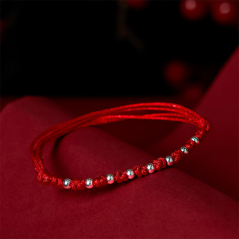Nimara Ritual 925 Sterling Silver Beads Red String Adjustable Luck Bracelet