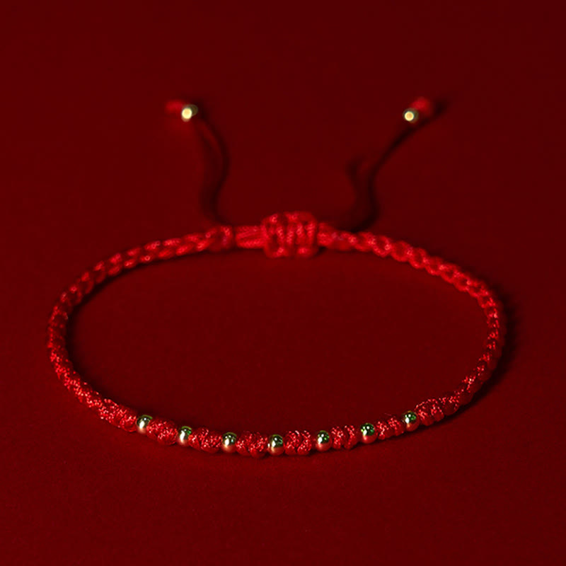 Nimara Ritual 925 Sterling Silver Plated Gold Beads Red String Braided Protection Bracelet