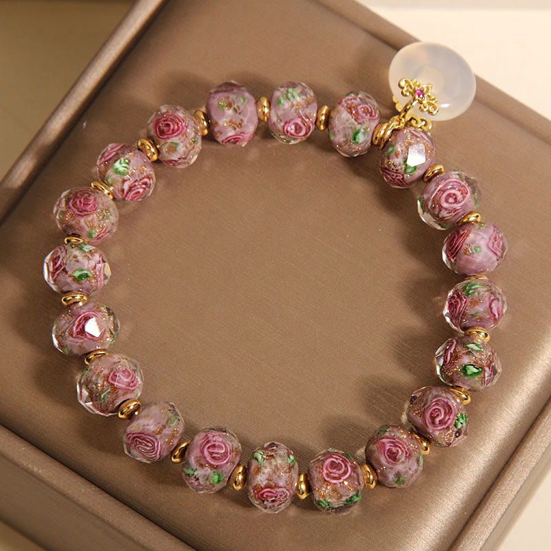 Nimara Ritual Rose Liuli Glass Bead Peace Buckle Peace Bracelet