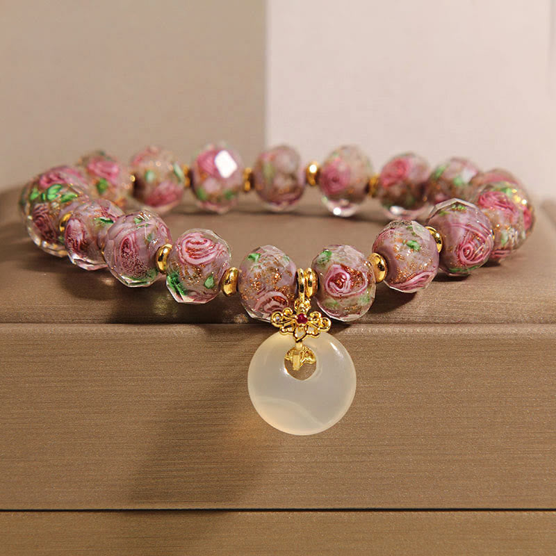 Nimara Ritual Rose Liuli Glass Bead Peace Buckle Peace Bracelet