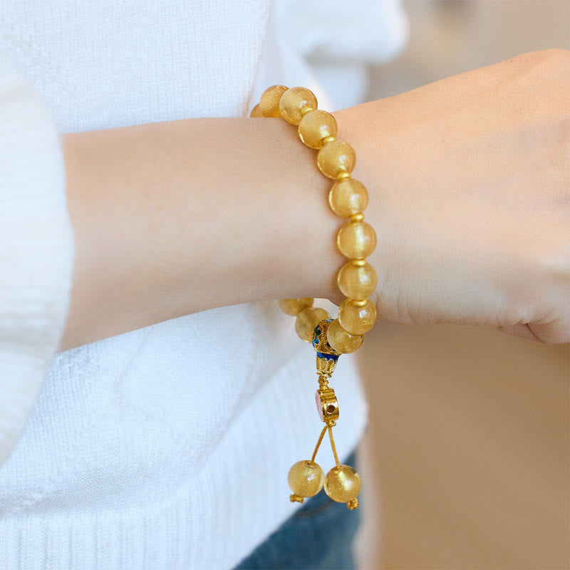 Nimara Ritual Gold Foil Liuli Glass Bead Ruyi Golden Ingot Fortune Bracelet
