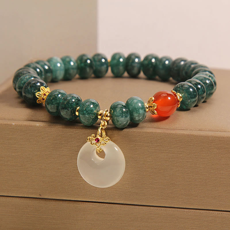 Nimara Ritual Blue Jade Beads Peace Buckle Prosperity Bracelet
