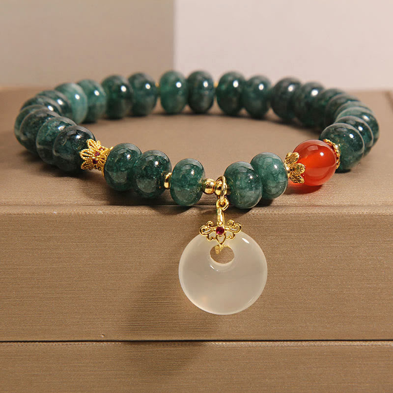 Nimara Ritual Blue Jade Beads Peace Buckle Prosperity Bracelet