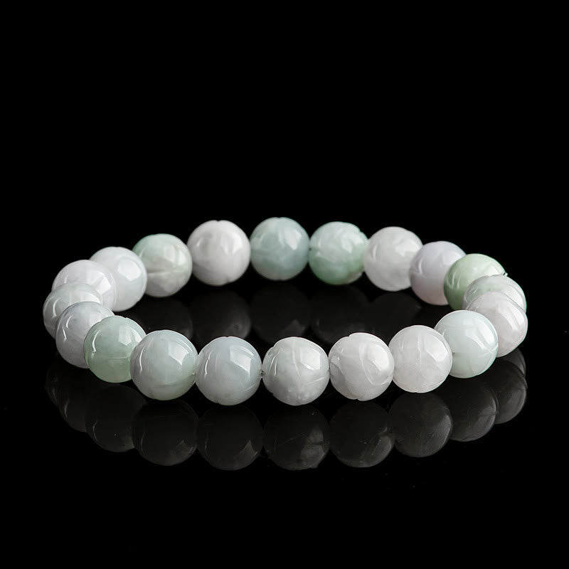 Nimara Ritual Natural Jade Lotus Carving Prosperity Bracelet