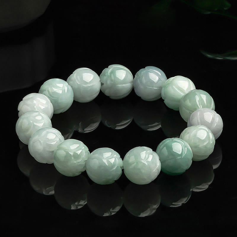 Nimara Ritual Natural Jade Lotus Carving Prosperity Bracelet