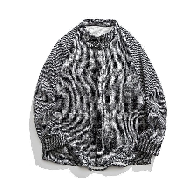 Nimara Ritual Long Sleeve Frog-button Design Men's Cotton Jacket Shirt With Pockets