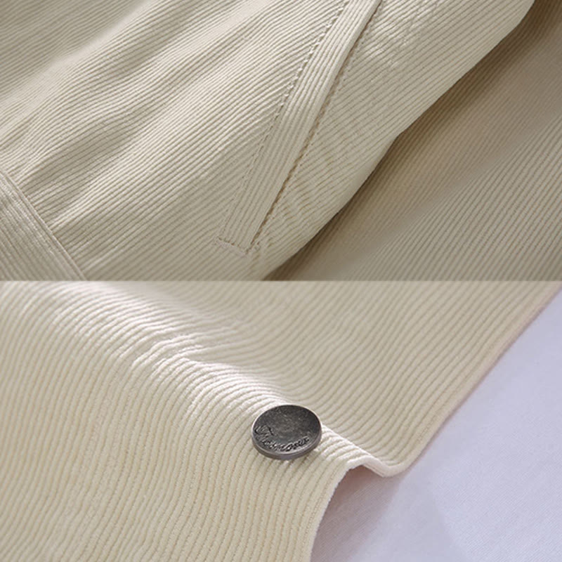 Nimara Ritual Plain Long Sleeve Button Design Men's Cotton Jacket Shirt With Pockets