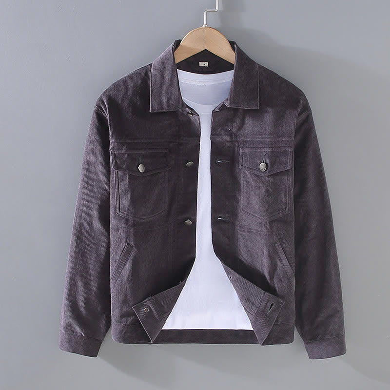 Nimara Ritual Plain Long Sleeve Button Design Men's Cotton Jacket Shirt With Pockets
