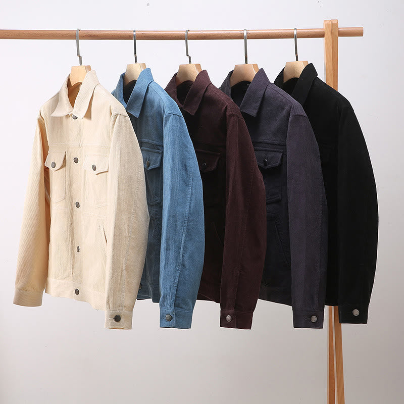 Nimara Ritual Plain Long Sleeve Button Design Men's Cotton Jacket Shirt With Pockets