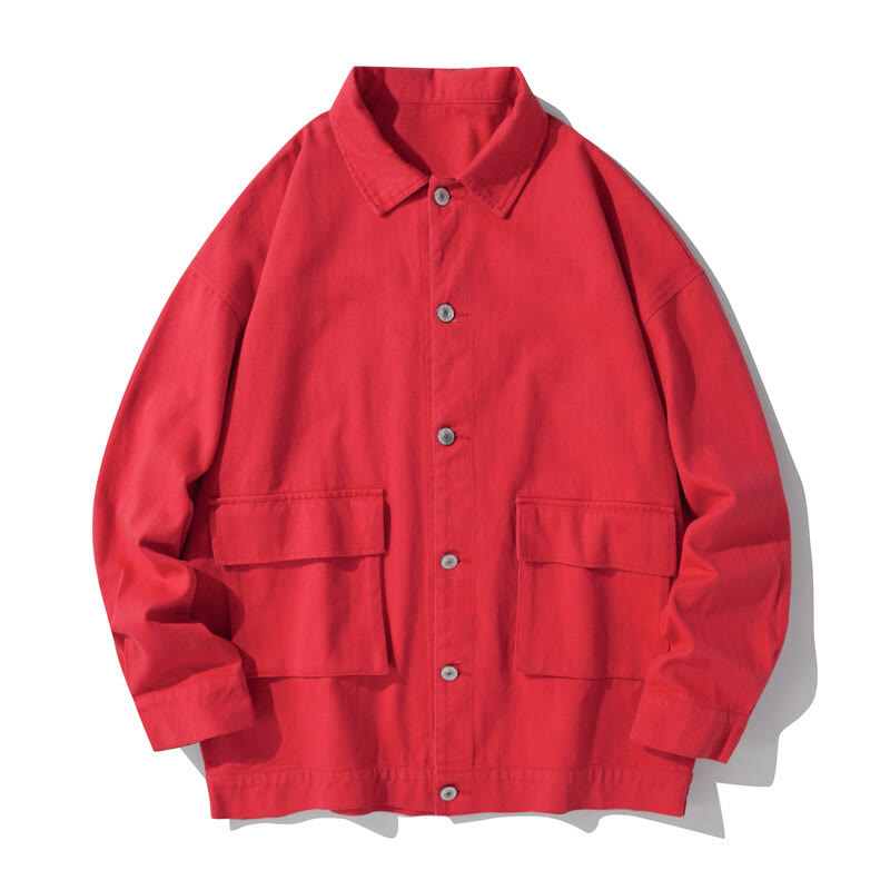 Nimara Ritual Long Sleeve Button Stand Collar Design Men's Cotton Jacket Shirt With Pockets