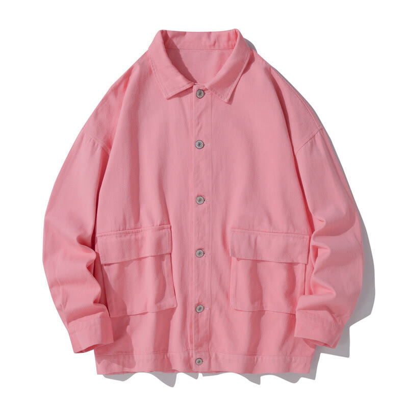 Nimara Ritual Long Sleeve Button Stand Collar Design Men's Cotton Jacket Shirt With Pockets