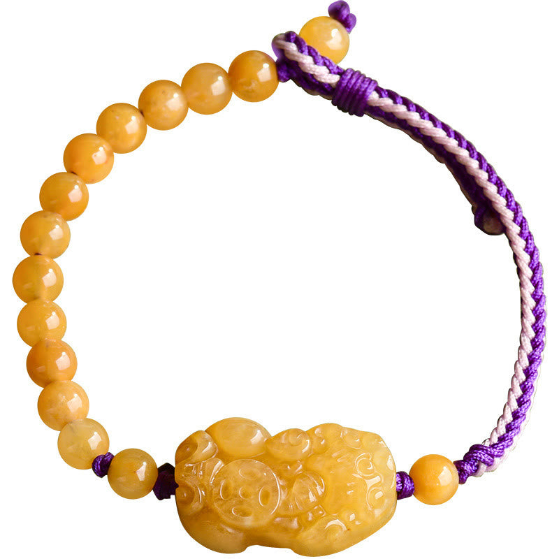 Nimara Ritual Golden Silk Jade Beads PiXiu Wealth Bracelet