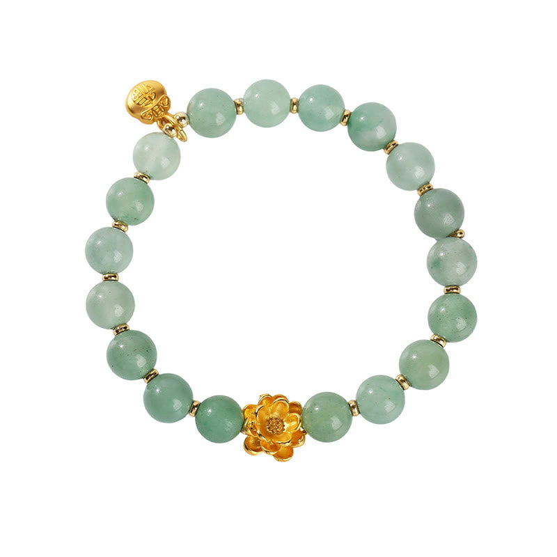 Nimara Ritual Natural Jade Green Aventurine Gourd Fu Character Luck Bracelet