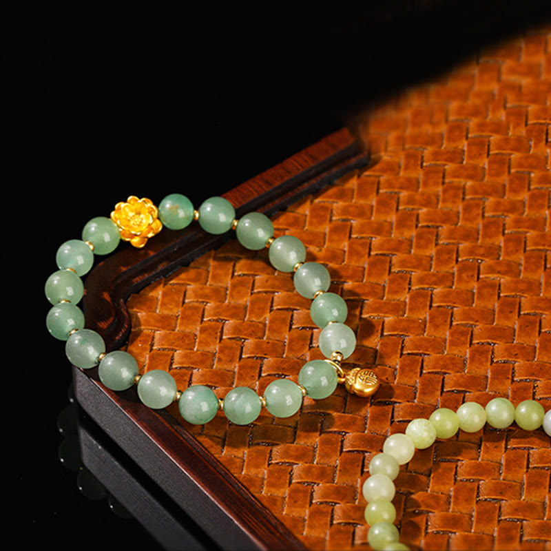 Nimara Ritual Natural Jade Green Aventurine Gourd Fu Character Luck Bracelet
