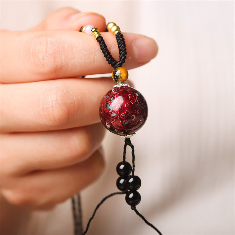 Nimara Ritual Ebony Wood Venus Aurora Bead Lacquer Craft Peace Necklace Pendant