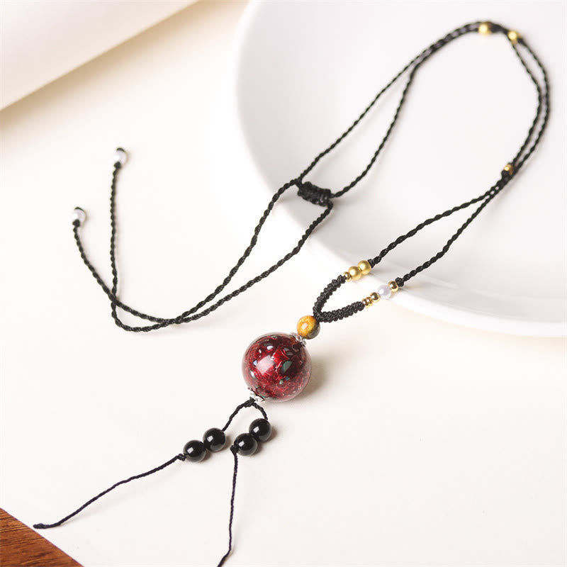 Nimara Ritual Ebony Wood Venus Aurora Bead Lacquer Craft Peace Necklace Pendant