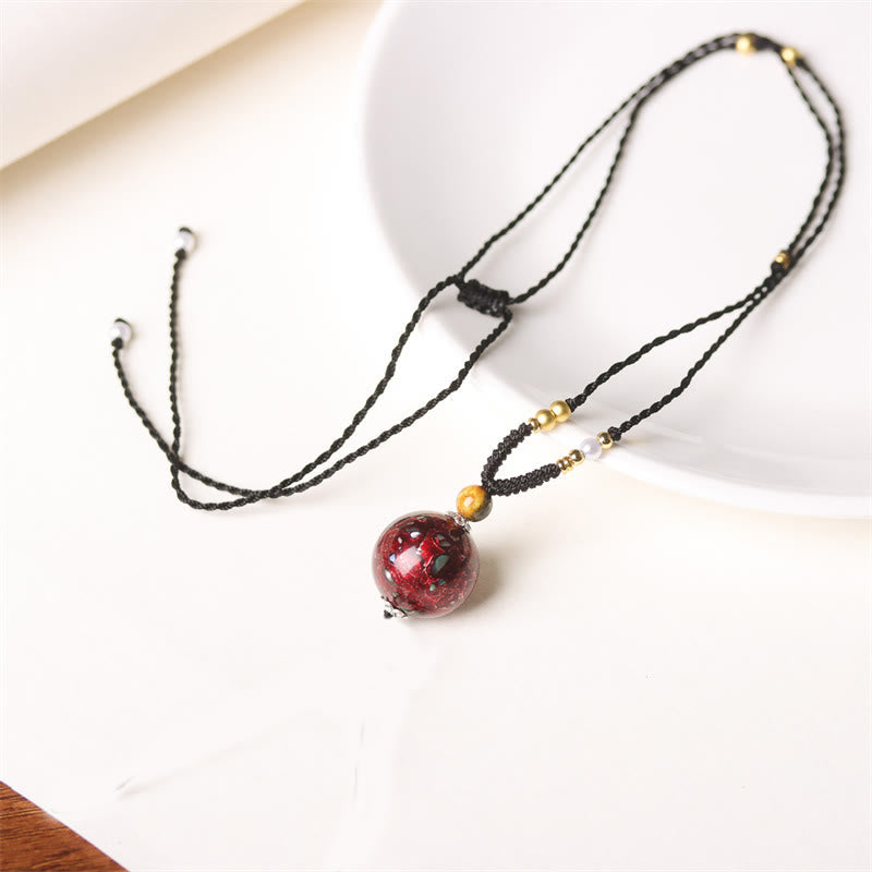 Nimara Ritual Ebony Wood Venus Aurora Bead Lacquer Craft Peace Necklace Pendant