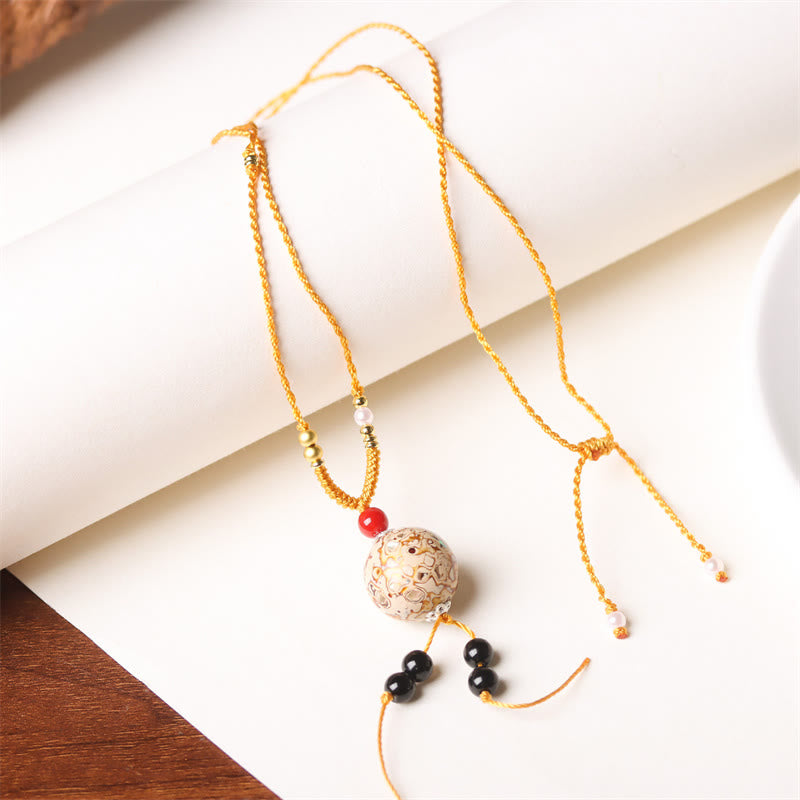 Nimara Ritual Ebony Wood Venus Aurora Bead Lacquer Craft Peace Necklace Pendant