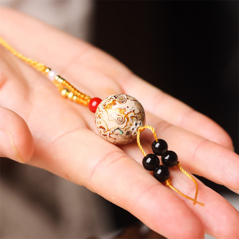 Nimara Ritual Ebony Wood Venus Aurora Bead Lacquer Craft Peace Necklace Pendant