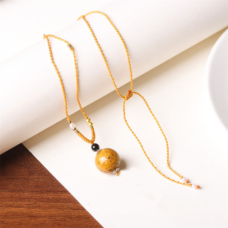 Nimara Ritual Ebony Wood Aurora Lacquer Craft Bead Pearl Balance Necklace Pendant