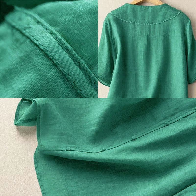 Nimara Ritual Casual Plain Button Half Sleeve Middy Collar Women's Shirt
