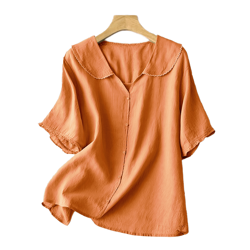 Nimara Ritual Casual Plain Button Half Sleeve Middy Collar Women's Shirt