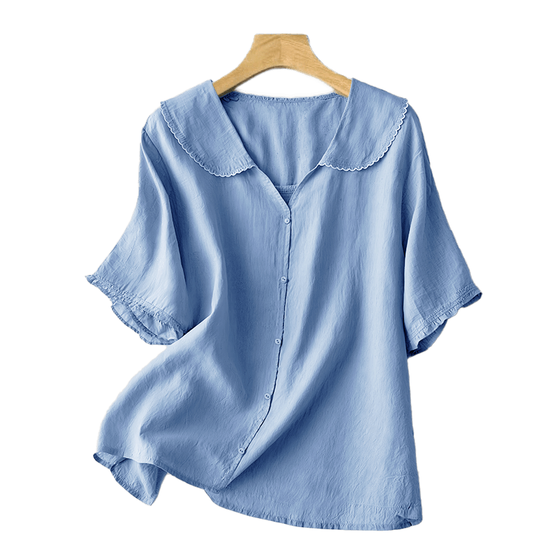 Nimara Ritual Casual Plain Button Half Sleeve Middy Collar Women's Shirt