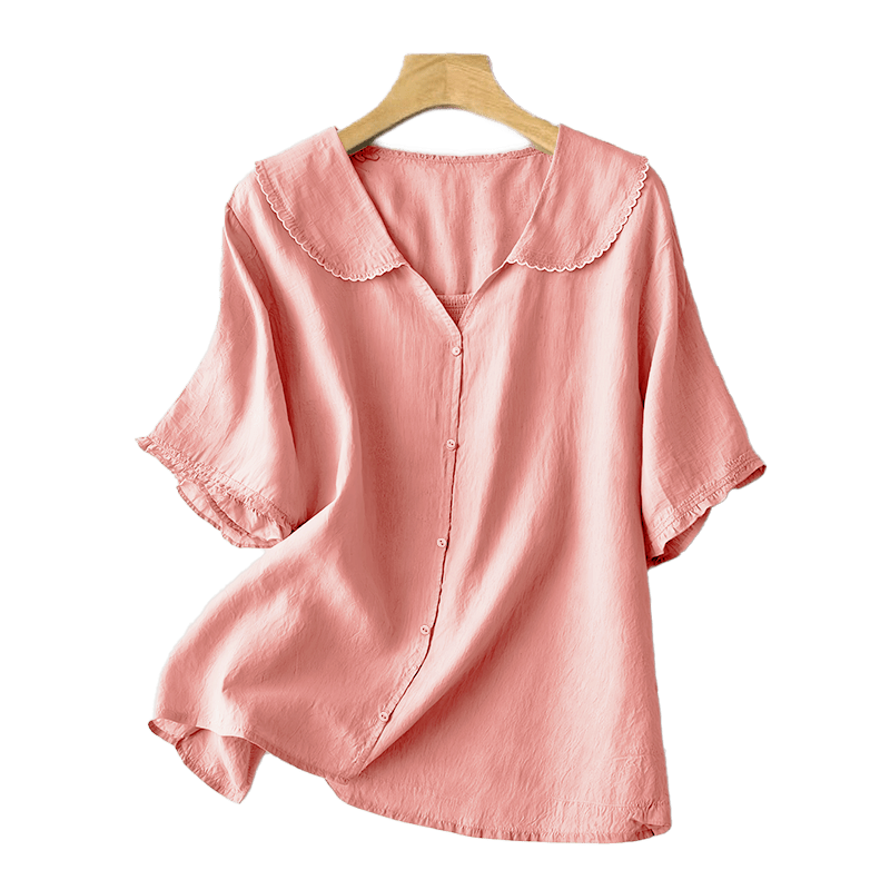Nimara Ritual Casual Plain Button Half Sleeve Middy Collar Women's Shirt
