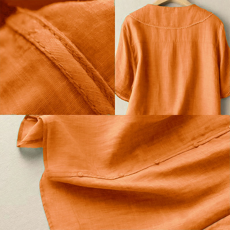 Nimara Ritual Casual Plain Button Half Sleeve Middy Collar Women's Shirt