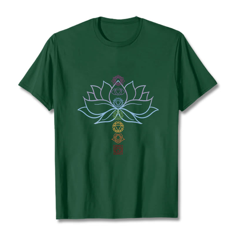 Nimara Ritual Pastel Hues Lotus Flower Chakra Symbols Meditation Cotton Tee T-shirt