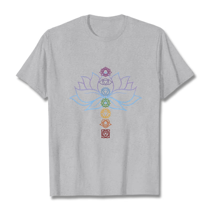 Nimara Ritual Pastel Hues Lotus Flower Chakra Symbols Meditation Cotton Tee T-shirt