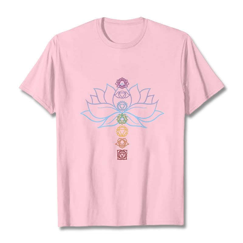 Nimara Ritual Pastel Hues Lotus Flower Chakra Symbols Meditation Cotton Tee T-shirt