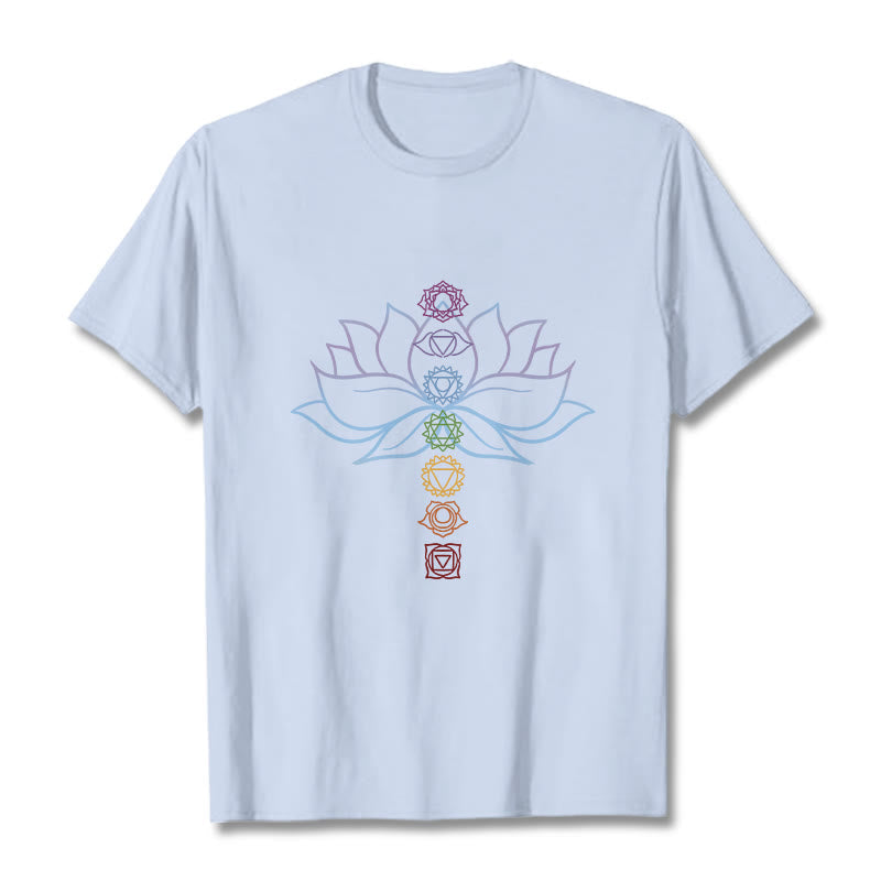 Nimara Ritual Pastel Hues Lotus Flower Chakra Symbols Meditation Cotton Tee T-shirt