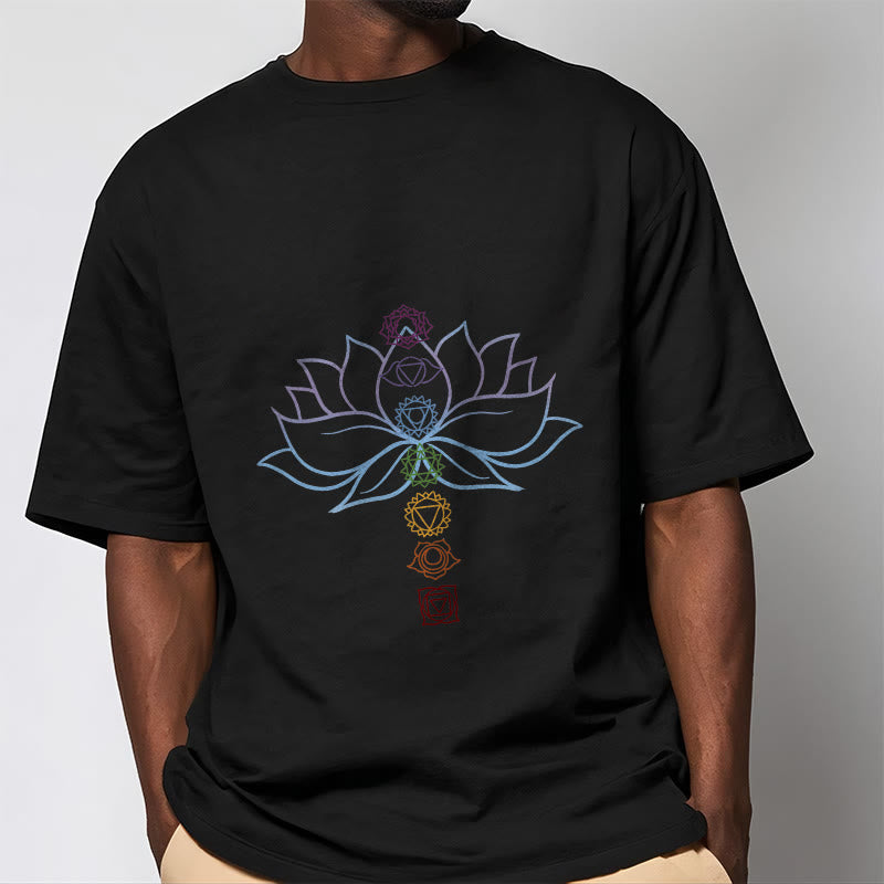 Nimara Ritual Pastel Hues Lotus Flower Chakra Symbols Meditation Cotton Tee T-shirt