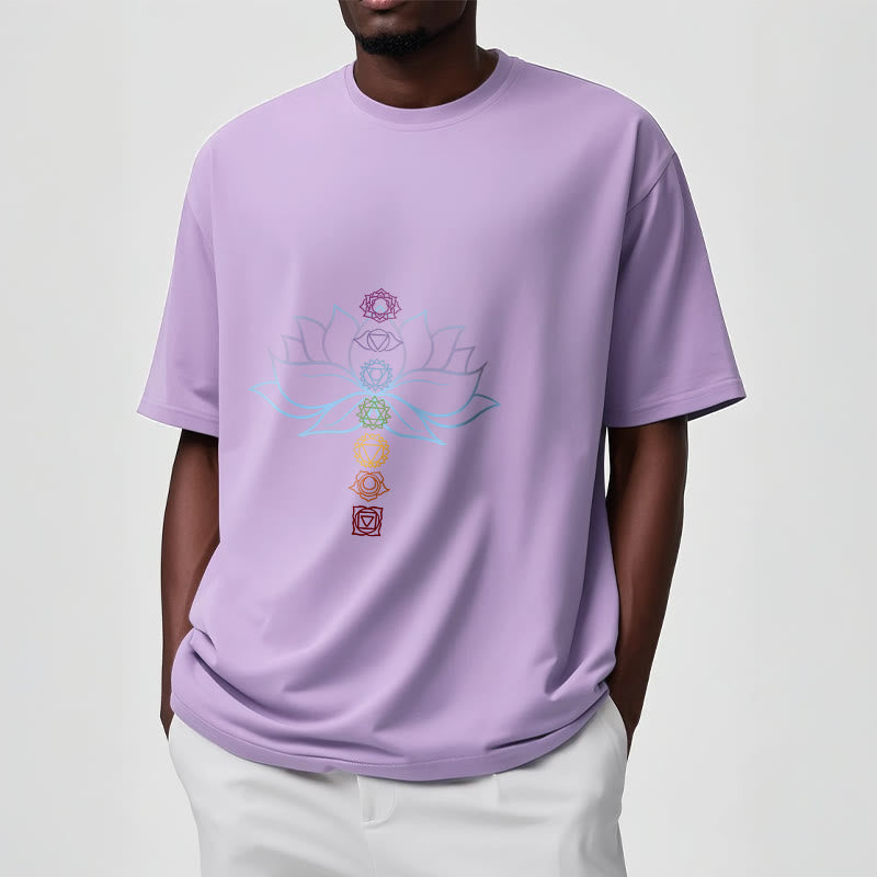 Nimara Ritual Pastel Hues Lotus Flower Chakra Symbols Meditation Cotton Tee T-shirt