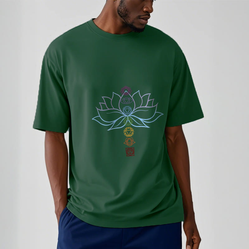 Nimara Ritual Pastel Hues Lotus Flower Chakra Symbols Meditation Cotton Tee T-shirt