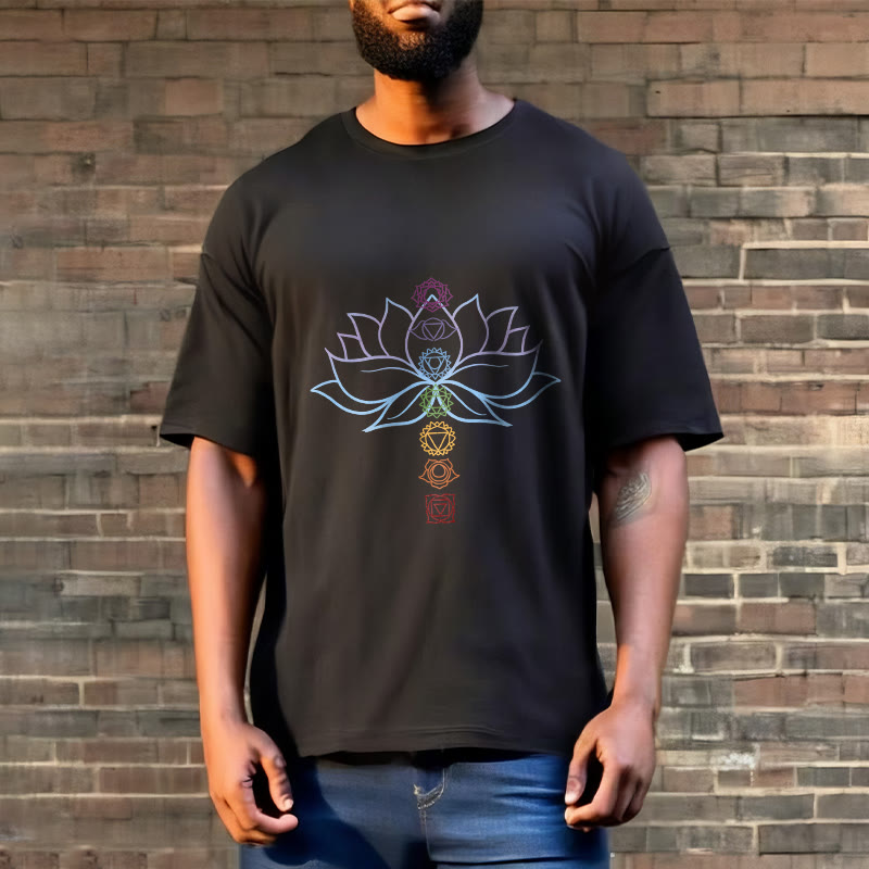 Nimara Ritual Pastel Hues Lotus Flower Chakra Symbols Meditation Cotton Tee T-shirt