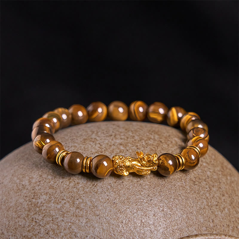 Wealth and Courage Various Color Tiger Eye Beads Pixiu Bracelet