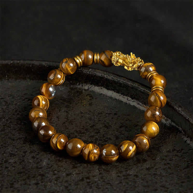 Wealth and Courage Various Color Tiger Eye Beads Pixiu Bracelet
