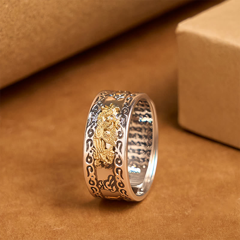 Nimara Ritual Dragon Pattern Heart Sutra Copper Strength Ring