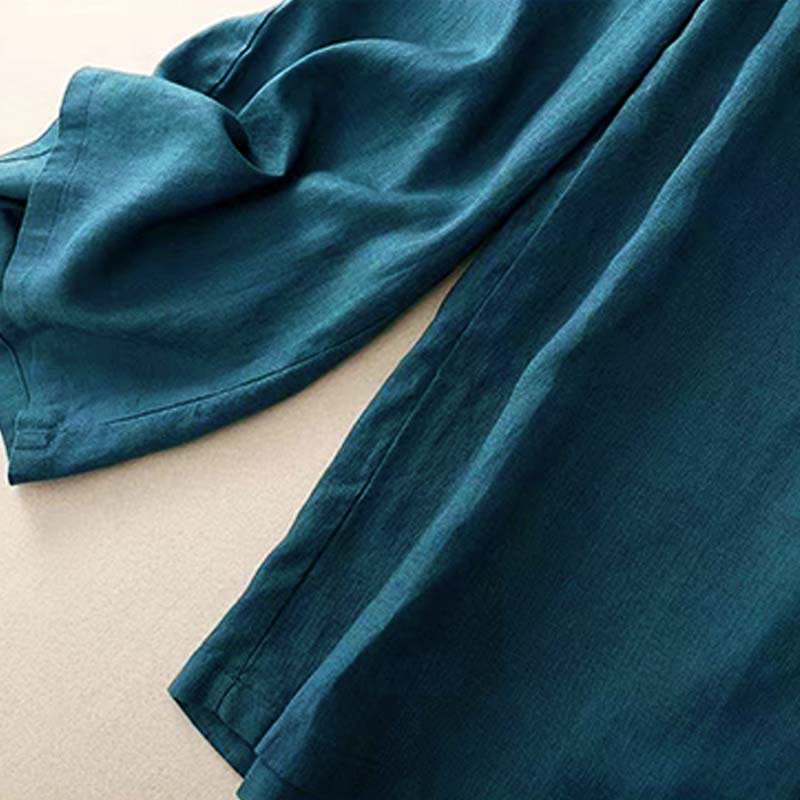 Nimara Ritual Casual Solid Color One Button Women's Capri Wide Leg Pants With Pockets