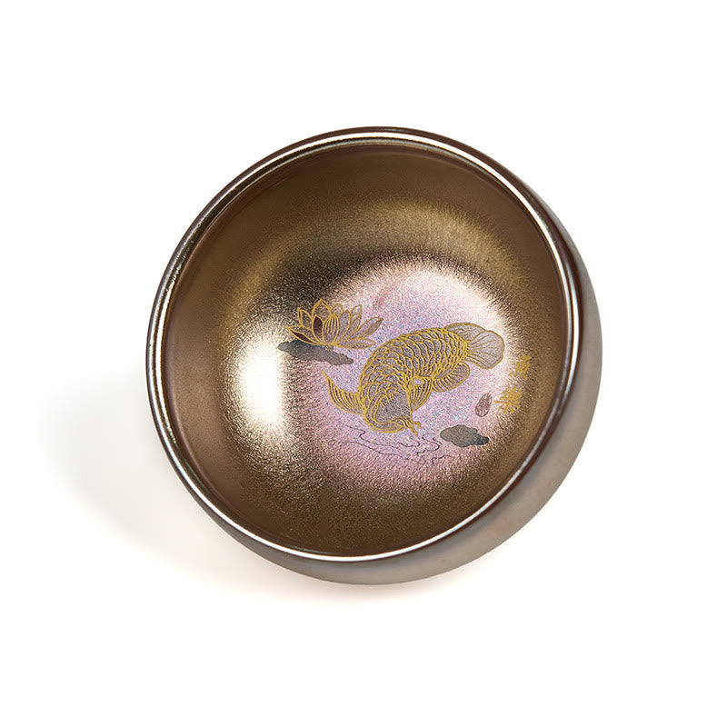 Nimara Ritual Handmade Chinese Jianzhan Koi Fish Lotus Leaf Ceramic Teacup Kung Fu Tea Cup 150ml