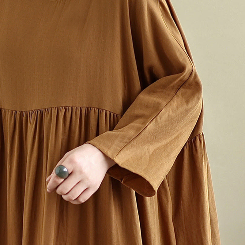 Nimara Ritual Fall Hoodie Design Long Sleeve Cotton Linen Midi Dress With Pockets