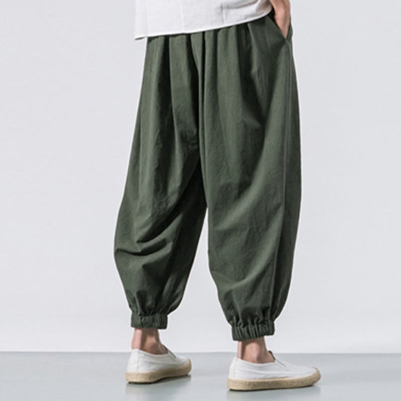 Nimara Ritual Casual Sports Men's Solid Color Cotton Drawstring Pants With Pockets