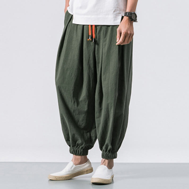 Nimara Ritual Casual Sports Men's Solid Color Cotton Drawstring Pants With Pockets