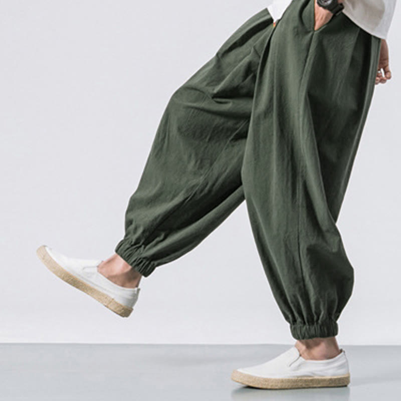 Nimara Ritual Casual Sports Men's Solid Color Cotton Drawstring Pants With Pockets