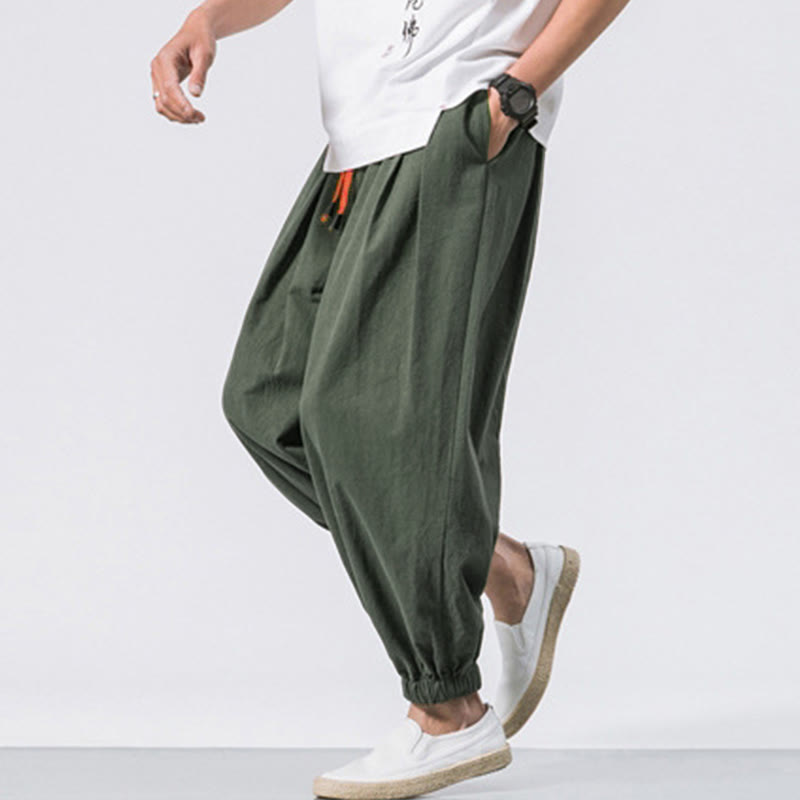 Nimara Ritual Casual Sports Men's Solid Color Cotton Drawstring Pants With Pockets
